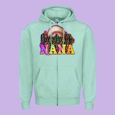 Baseball Nana Zipper Hoodie Designed By Oliviacreatesart