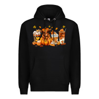 Black Fall Autumn cow pumpkin coffee cups Premium Hoodie - RanaPortraitStore