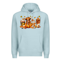 Blue Mist Fall Autumn cow pumpkin coffee cups Premium Hoodie - RanaPortraitStore