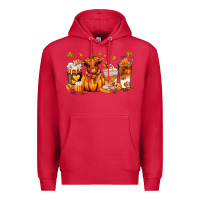 Cardinal Fall Autumn cow pumpkin coffee cups Premium Hoodie - RanaPortraitStore