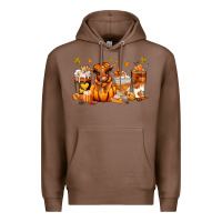 Chestnut Fall Autumn cow pumpkin coffee cups Premium Hoodie - RanaPortraitStore
