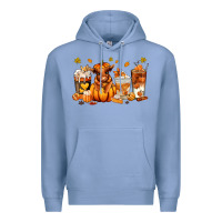 Colony Blue Fall Autumn cow pumpkin coffee cups Premium Hoodie - RanaPortraitStore