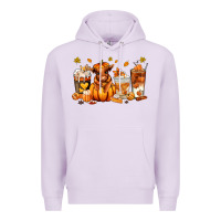 Lilac Fall Autumn cow pumpkin coffee cups Premium Hoodie - RanaPortraitStore