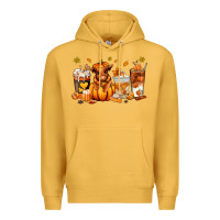 Mustard Fall Autumn cow pumpkin coffee cups Premium Hoodie - RanaPortraitStore