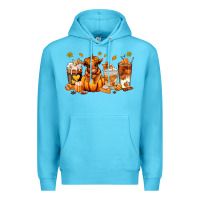 Ocean Blue Fall Autumn cow pumpkin coffee cups Premium Hoodie - RanaPortraitStore