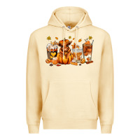 Fall Autumn Cow Pumpkin Coffee Cups Premium Hoodie | Teevron