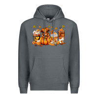 Rock Fall Autumn cow pumpkin coffee cups Premium Hoodie - RanaPortraitStore