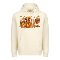 Sandshell Fall Autumn cow pumpkin coffee cups Premium Hoodie - RanaPortraitStore