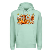 Seafoam Fall Autumn cow pumpkin coffee cups Premium Hoodie - RanaPortraitStore