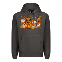 Smoke Fall Autumn cow pumpkin coffee cups Premium Hoodie - RanaPortraitStore