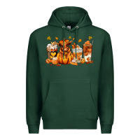 Sports Green Fall Autumn cow pumpkin coffee cups Premium Hoodie - RanaPortraitStore