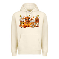 Tofu Fall Autumn cow pumpkin coffee cups Premium Hoodie - RanaPortraitStore