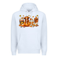 White Fall Autumn cow pumpkin coffee cups Premium Hoodie - RanaPortraitStore