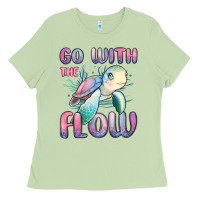 Matcha go with flow turtle Ladies Tee - MaliasSmallBusiness
