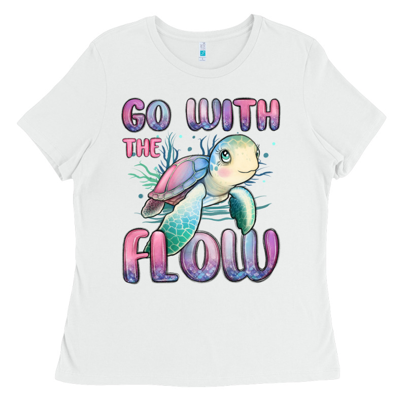 Go With Flow Turtle Ladies Tee by MaliasSmallBusiness | Teevron