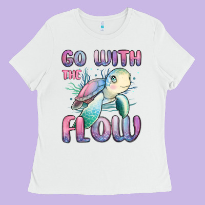 Go With Flow Turtle Ladies Tee Designed By Maliassmallbusiness