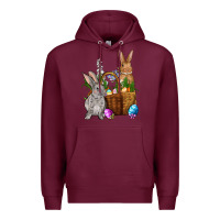 Burgundy Bunnys carrots eggs with basket easter Premium Hoodie - OliviaCreatesArt