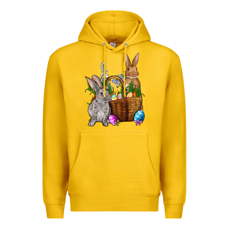 Bunnys Carrots Eggs With Basket Easter Premium Hoodie by OliviaCreatesArt | Teevron