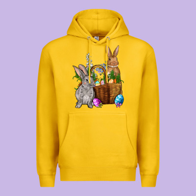 Bunnys Carrots Eggs With Basket Easter Premium Hoodie Designed By Oliviacreatesart