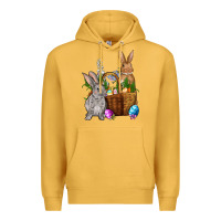 Mustard Bunnys carrots eggs with basket easter Premium Hoodie - OliviaCreatesArt