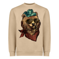 Bear Cowboy Bandana Glasses Heavyweight Sweatshirt | Teevron