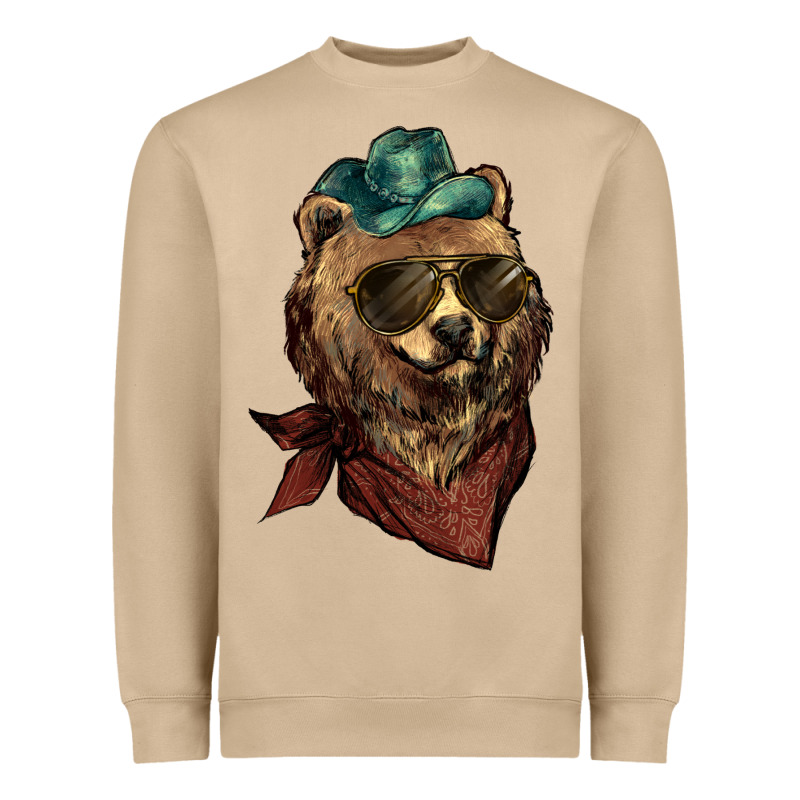 Bear Cowboy Bandana Glasses Heavyweight Sweatshirt by HowdyJamesFarm | Teevron