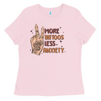 Bubblegum Pink more tattoos less anxiety Ladies Tee - MaliasSmallBusiness