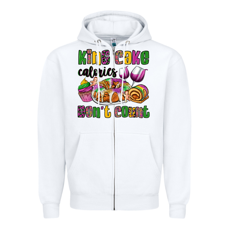 King Cake Calories Don't Count Mardi Gras Zipper Hoodie by OliviaCreatesArt | Teevron