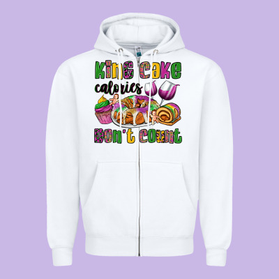 King Cake Calories Don't Count Mardi Gras Zipper Hoodie Designed By Oliviacreatesart