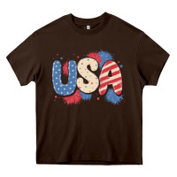 Chocolate Brown usa Heavy Core Tee - MaliasSmallBusiness