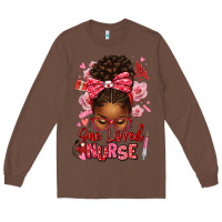Chestnut one loved nurse afro messy bun Long Sleeve Tee - texasbilliewilder