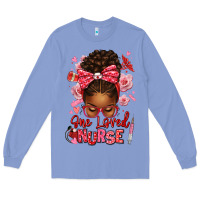 Colony Blue one loved nurse afro messy bun Long Sleeve Tee - texasbilliewilder