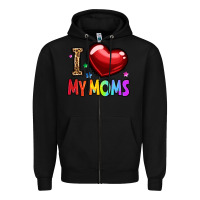 Black i love my moms Zipper Hoodie - OliviaCreatesArt