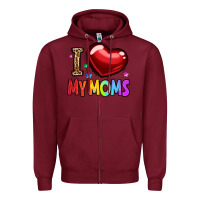 Burgundy i love my moms Zipper Hoodie - OliviaCreatesArt