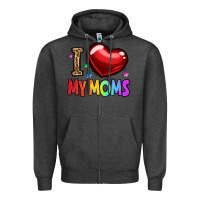 Charcoal Heather i love my moms Zipper Hoodie - OliviaCreatesArt