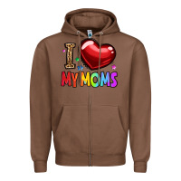 Chestnut i love my moms Zipper Hoodie - OliviaCreatesArt