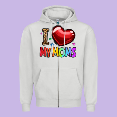 I Love My Moms Zipper Hoodie Designed By Oliviacreatesart