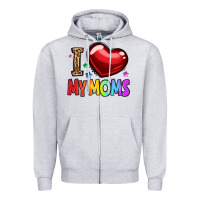 Heather Grey i love my moms Zipper Hoodie - OliviaCreatesArt