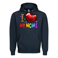 Navy i love my moms Zipper Hoodie - OliviaCreatesArt