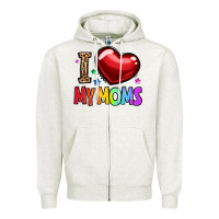 Oatmeal Heather i love my moms Zipper Hoodie - OliviaCreatesArt