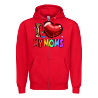 Red i love my moms Zipper Hoodie - OliviaCreatesArt