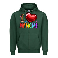 Sports Green i love my moms Zipper Hoodie - OliviaCreatesArt