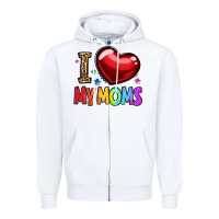 White i love my moms Zipper Hoodie - OliviaCreatesArt