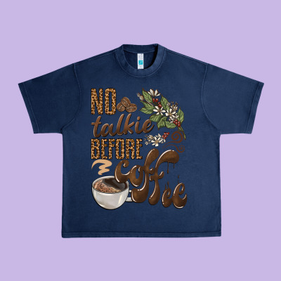 No Talkie Before Coffee Urban Heavy Tee Designed By Barkaloodesign