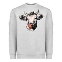 Heather Grey Cow Heavyweight Sweatshirt - HowdyJamesFarm