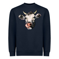 Navy Cow Heavyweight Sweatshirt - HowdyJamesFarm