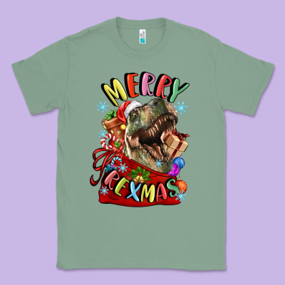 T Rex Merry Rexmas Classic Tee Designed By Lillyallendesigns