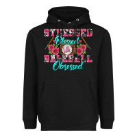 Black stressed blessed & baseball obsessed Heavyweight Hoodie - BundleAndBundleShop