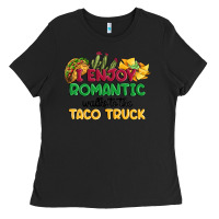 Black i enjoy romantic walks to the taco truck Ladies Tee - MaliasSmallBusiness
