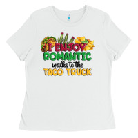 White i enjoy romantic walks to the taco truck Ladies Tee - MaliasSmallBusiness